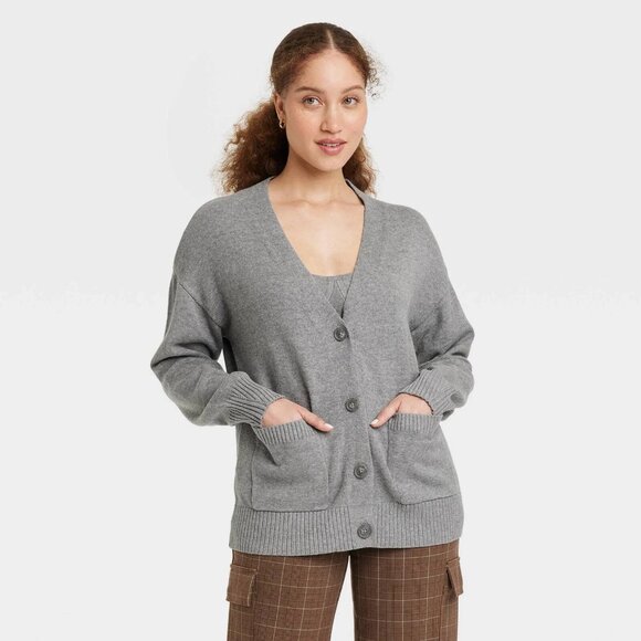 Small - Womens Boyfriend Cardigan - A New Day - Gray - Picture 6 of 8